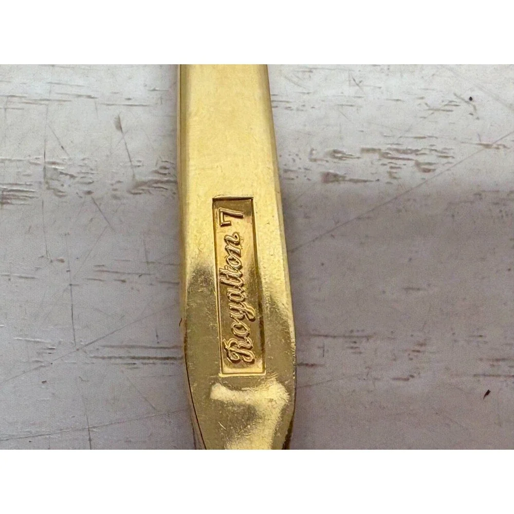 Vtg Royalton 7 Gold Tone Tea Spoon Set Of 4